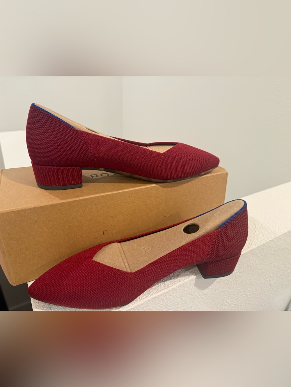 Rothy's Women's Pointed Low Block Heel Flats in Burgundy - Picture 3 of 4